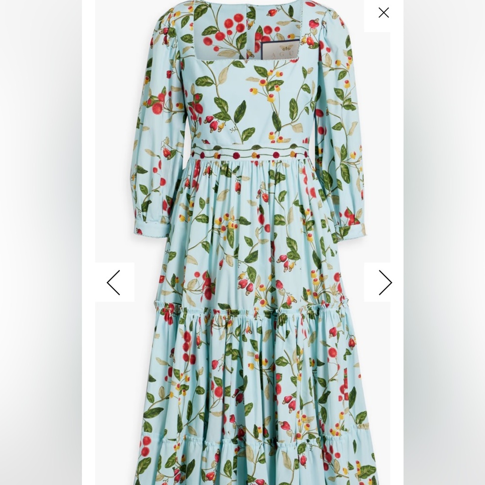 AGUA BY AGUA BENDITA Miel Floral Cotton Poplin Midi Dress